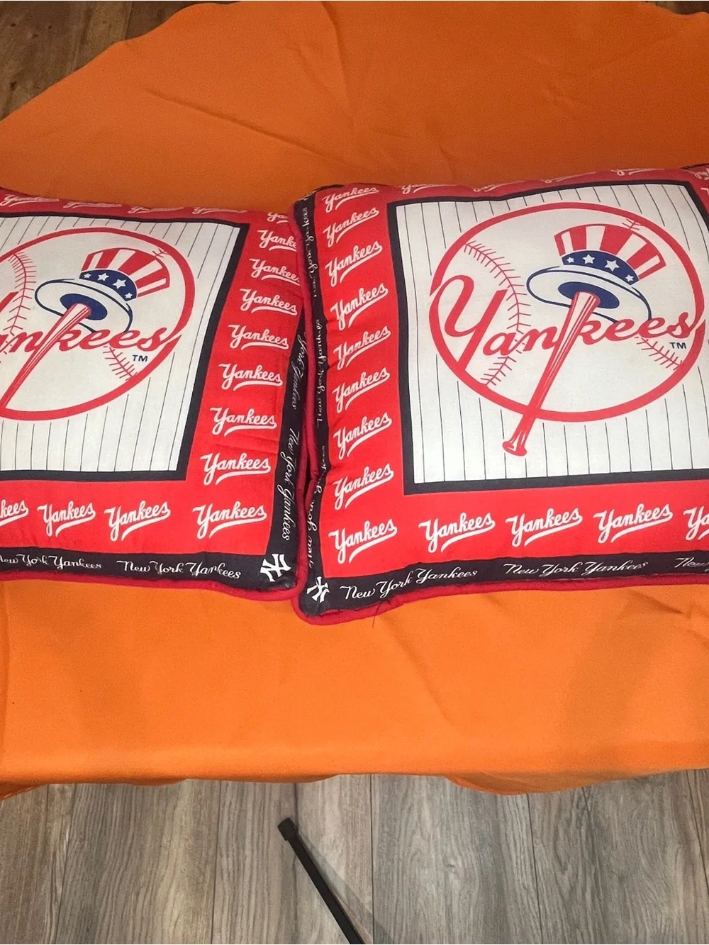 Homemade New York Yankees Navy Set  wThrow Pillows with Red Trim